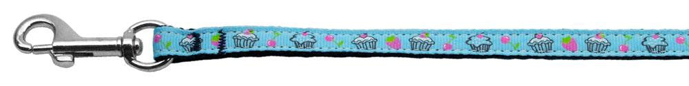 Cupcakes Nylon Ribbon Leash Baby Blue 3-8 inch wide 4ft Long