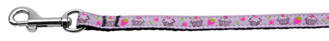 Cupcakes Nylon Ribbon Leash Purple 3-8 inch wide 4ft Long