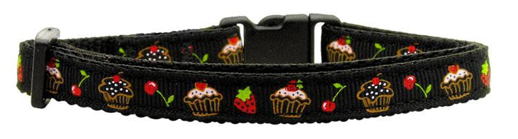 Cupcakes Nylon Ribbon Collar Black Cat Safety