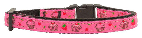 Cupcakes Nylon Ribbon Collar Bright Pink Cat Safety