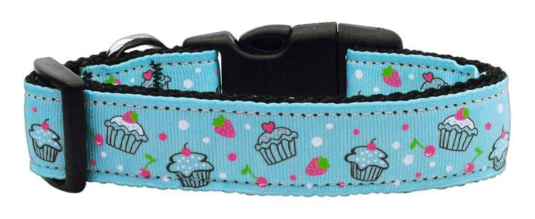 Cupcakes Nylon Ribbon Collar Baby Blue Large