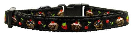 Cupcakes Nylon Ribbon Collar Black Small