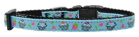 Cupcakes Nylon Ribbon Collar Baby Blue X-Small