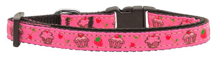 Cupcakes Nylon Ribbon Collar Bright Pink X-Small