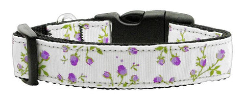 Roses Nylon Ribbon Collar Purple Large