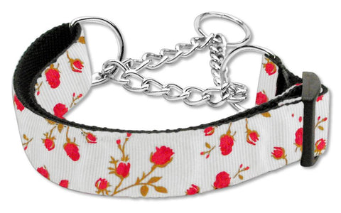 Roses Nylon Ribbon Collar Martingale Medium Red