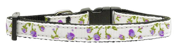 Roses Nylon Ribbon Collar Purple X-Small