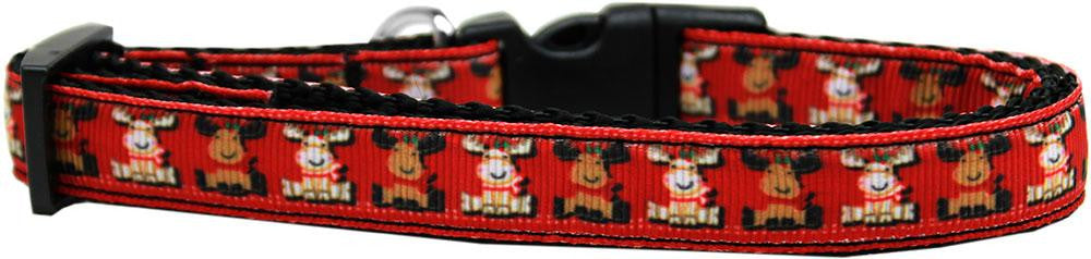 Reindeer Nylon Ribbon Dog Collar Medium Narrow