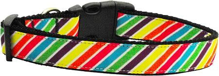 Striped Rainbow Nylon Ribbon Collars Large