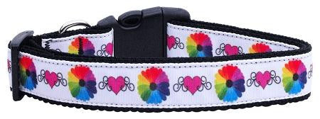 Technicolor Love Nylon Ribbon Dog Collars Large