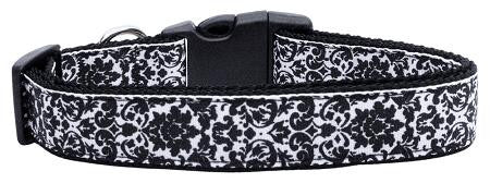 Fancy Black and White Nylon Ribbon Dog Collar XL