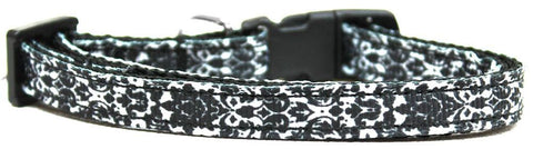 Fancy Black and White Nylon Ribbon Dog Collar XS