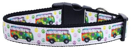 Peace Bus Ribbon Dog Collars Medium