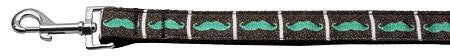 Aqua Moustaches Ribbon Dog Collars 1 wide 4ft Leash