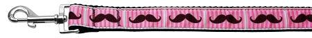 Pink Striped Moustache Ribbon Dog Collars 1 wide 4ft Leash