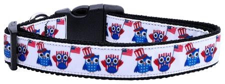 American Owls Ribbon Dog Collars Medium