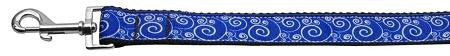 Blue and White Swirly Nylon Ribbon Dog Collars 1 wide 4ft Leash