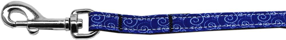 Blue and White Swirly Nylon Ribbon Pet Leash 3-8 inch wide 6Ft Lsh