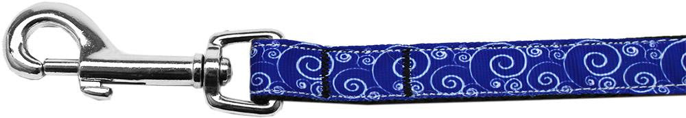 Blue and White Swirly Nylon Ribbon Pet Leash 5-8 inch wide 4Ft Lsh