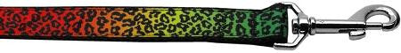 Rainbow Leopard Nylon Ribbon 1 inch wide 4ft long Leash