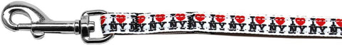 I Heart NY Ribbon Pet Leash 3-8 inch wide 4Ft Lsh