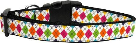 Colorful Argyle Ribbon Dog Collars Large