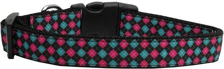 Pink and Blue Plaid Dog Collar Medium