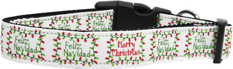 Feliz Navidad Nylon Dog Collars Medium