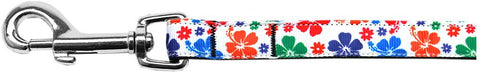 Multi-Colored Hawaiian Hibiscus Nylon Ribbon Pet Leash 5-8 inch wide 4Ft Lsh