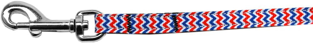 Patriotic Chevrons Nylon Ribbon Pet Leash 3-8 inch wide 4Ft Lsh