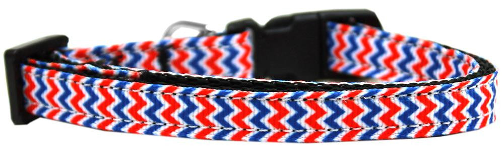 Patriotic Chevrons Nylon Ribbon Dog Collar XS