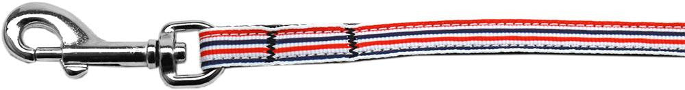 Patriotic Stripes Nylon Ribbon Pet Leash 3-8 inch wide 4Ft Lsh