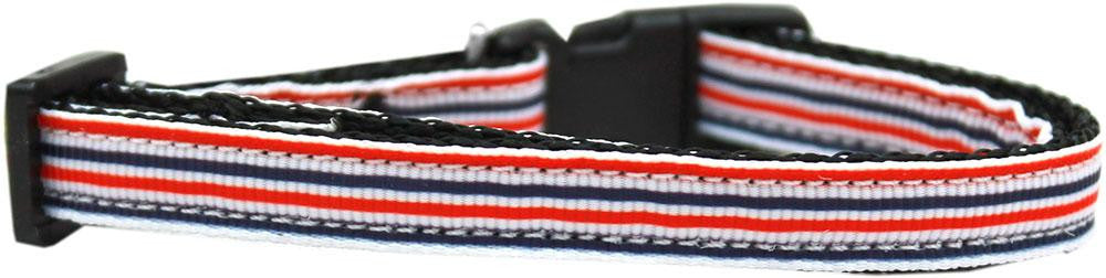 Patriotic Stripes Nylon Ribbon Dog Collar XS