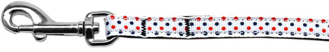 Patriotic Polka Dots Nylon Ribbon Pet Leash 3-8 inch wide 6Ft Lsh