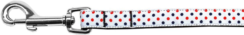 Patriotic Polka Dots Nylon Ribbon Pet Leash 5-8 inch wide 4Ft Lsh