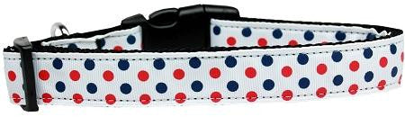 Patriotic Polka Dots Nylon Dog Collar Medium