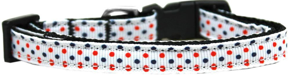 Patriotic Polka Dots Nylon Ribbon Dog Collar Sm