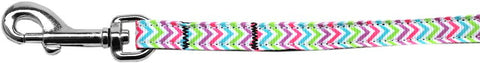 Summer Chevrons Nylon Ribbon Pet Leash 3-8 inch wide 4Ft Lsh