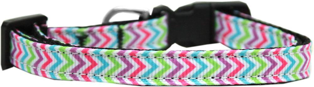 Summer Chevrons Nylon Ribbon Cat Safety Collar