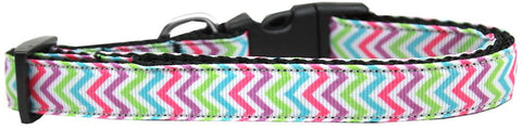 Summer Chevrons Nylon Ribbon Dog Collar Medium Narrow