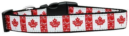 Canadian Flag in Swirls Nylon Dog Collar Large