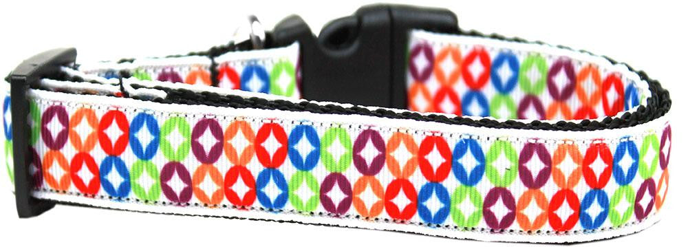 Bright Diamonds Nylon Ribbon Dog Collar XL