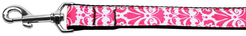 Damask Nylon Dog Leash 6 Foot Bright Pink