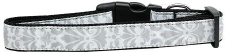 Damask Nylon Dog Collar Large Grey