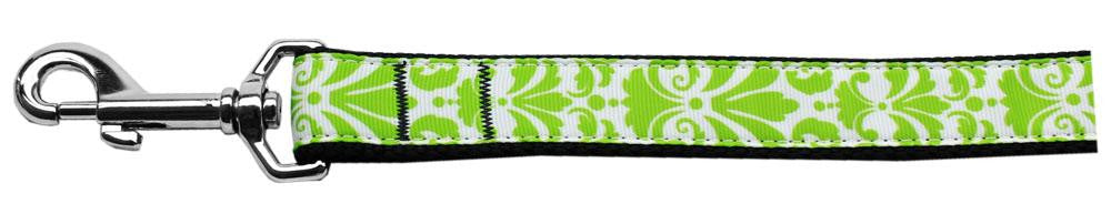 Damask Nylon Dog Leash 4 Foot Lime Green