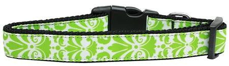 Damask Nylon Dog Collar Medium Lime Green