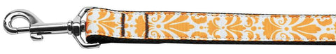 Damask Nylon Dog Leash 4 Foot Orange