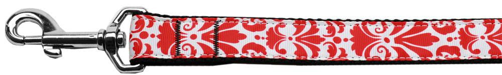 Damask Nylon Dog Leash 6 Foot Red