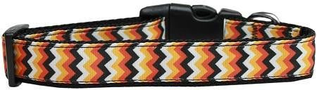 Pumpkin Chevrons Nylon Dog Collar Medium