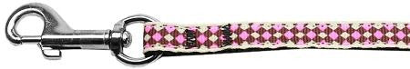 Pink Checkers Nylon Dog Leash 3-8 wide 4Ft Lsh